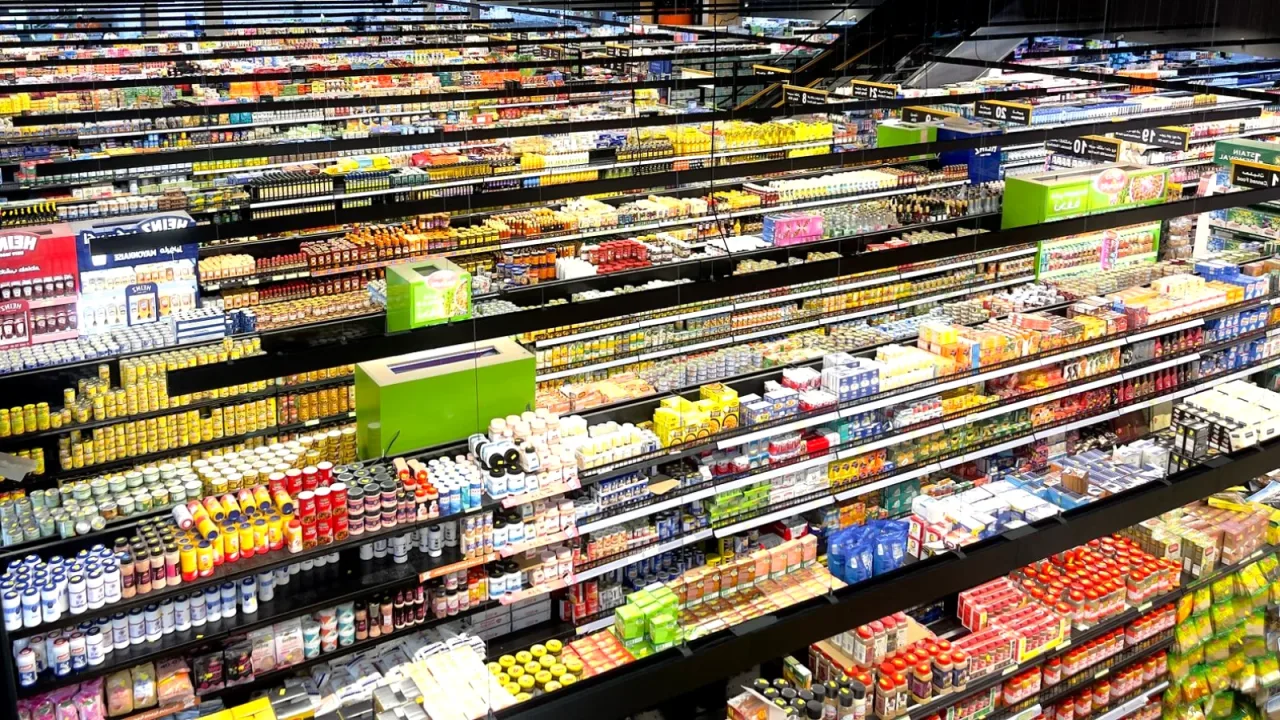 Market rafında kışlık tekstil ürünleri
